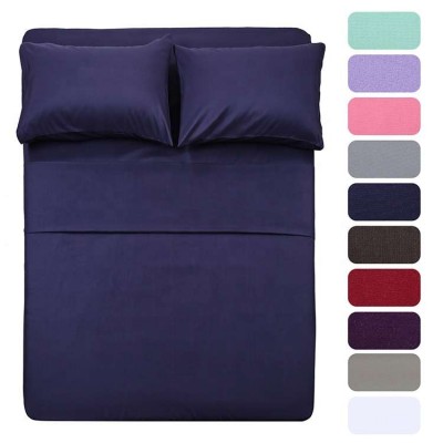 1 Flat Sheet 1 Fitted Sheet And 2 Pillow Cases Microfiber Bedding Set For Home