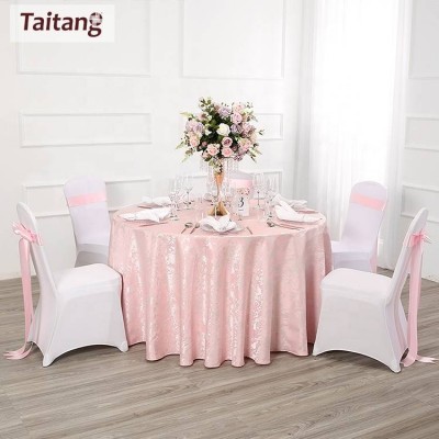 Taitang Restaurant Linen Pink Outdoor Wedding Banquet Elegant Tablecloths Round Table Cloth Polyester